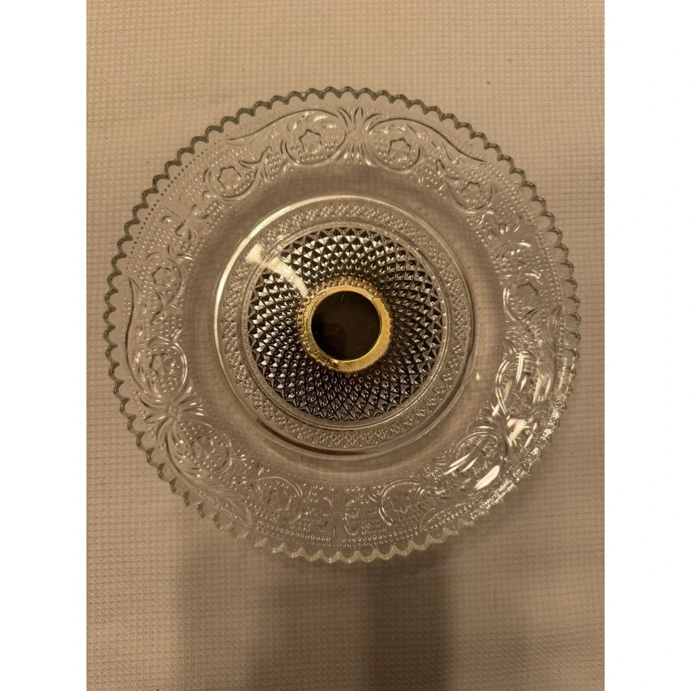 Vintage KIG Malaysia Fleur De Lis Pattern‎ Footed Candy Dish, 5.75
